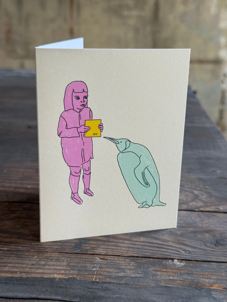 Girl and Penguin - Card