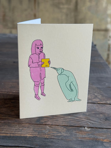 Girl and Penguin - Card